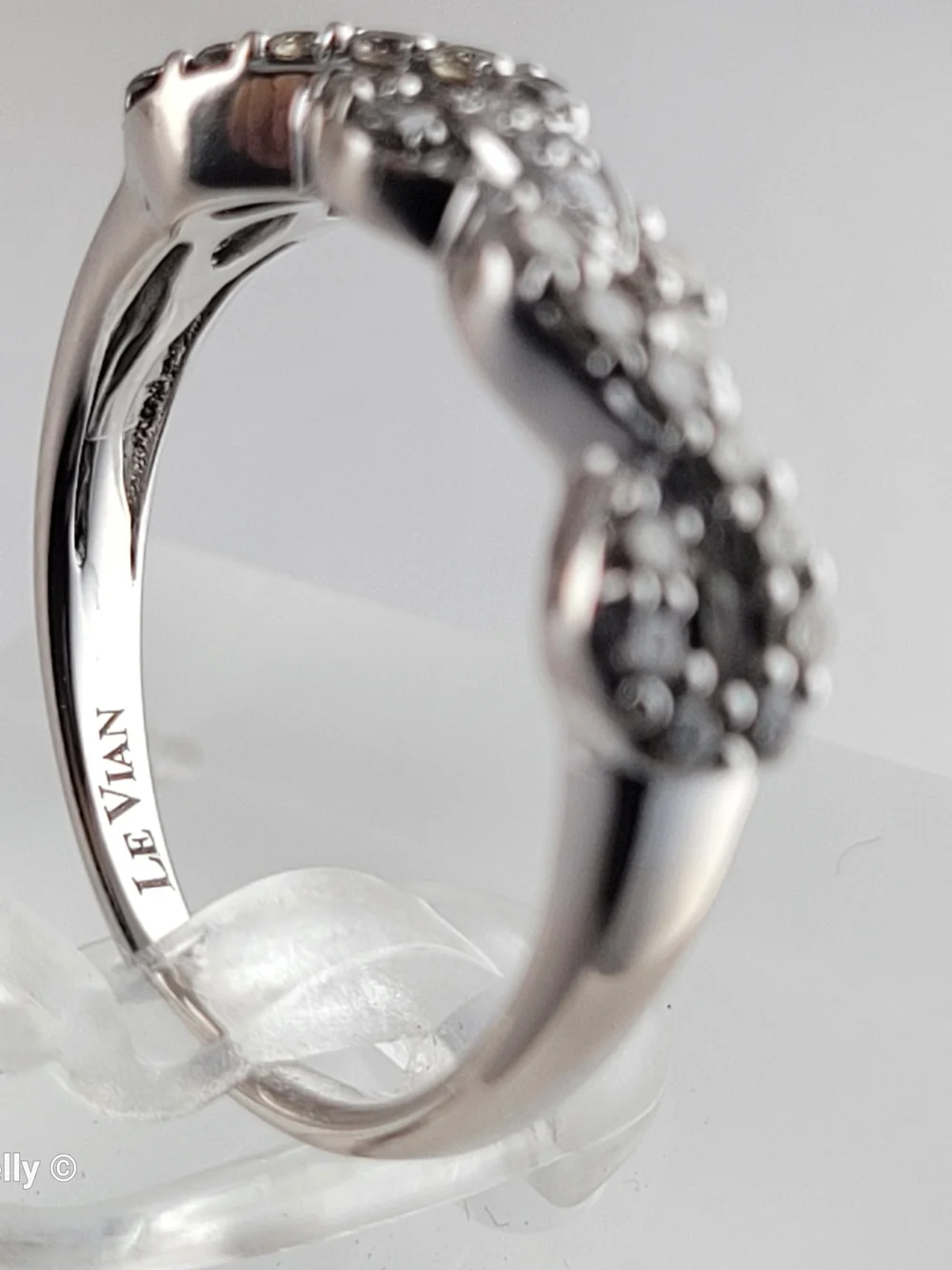 LeVian 14K White Gold Chocolate & Vanilla Diamond Infinity Ring Size 6.5